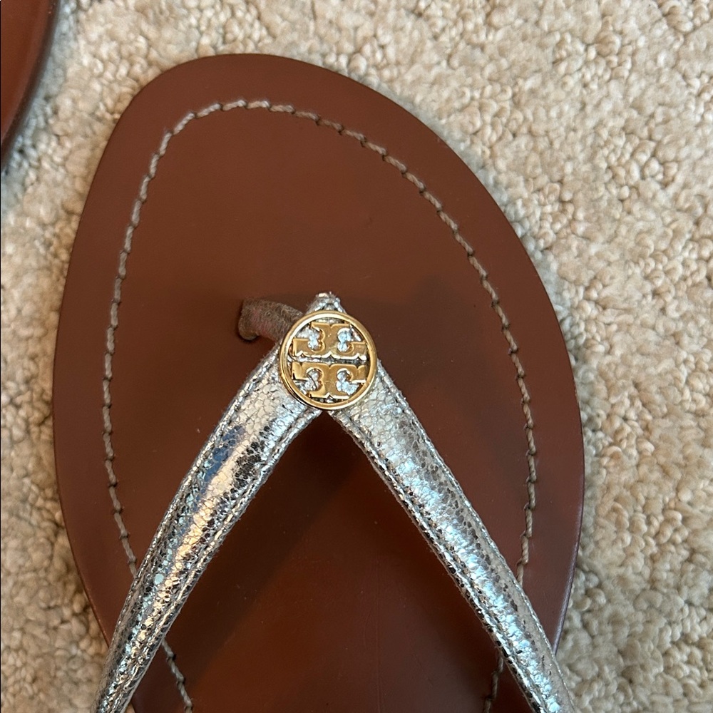 Tory Burch Silver and Brown Sandals - Picture 3 of 3